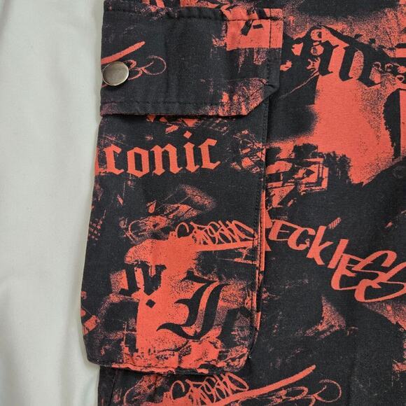 Streetwear Society Joggers Womens L Cargo Pants Love Graphic Graffiti Y2K Skater - Picture 5 of 12